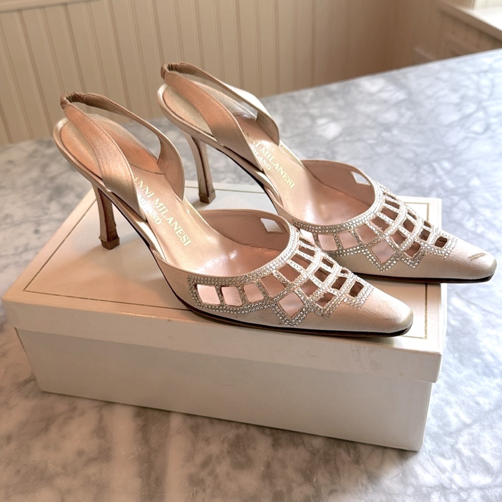 ✨GIANNI MILANESI Satin Slingback Pumps✨